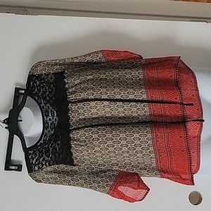 Multicolor dress blouse.  Size medium.  Tags removed because could see them.